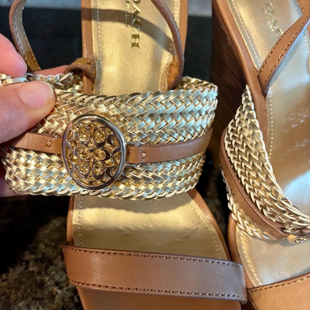 New Coach ginger/ gold wedges .Signature logo . - Picture 2 of 12